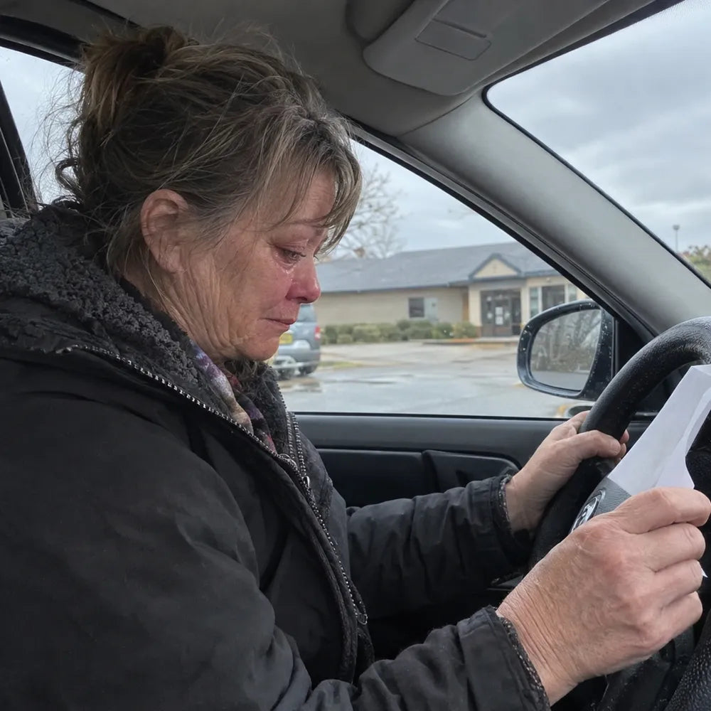 Owner sitting in her car after a vet appointment