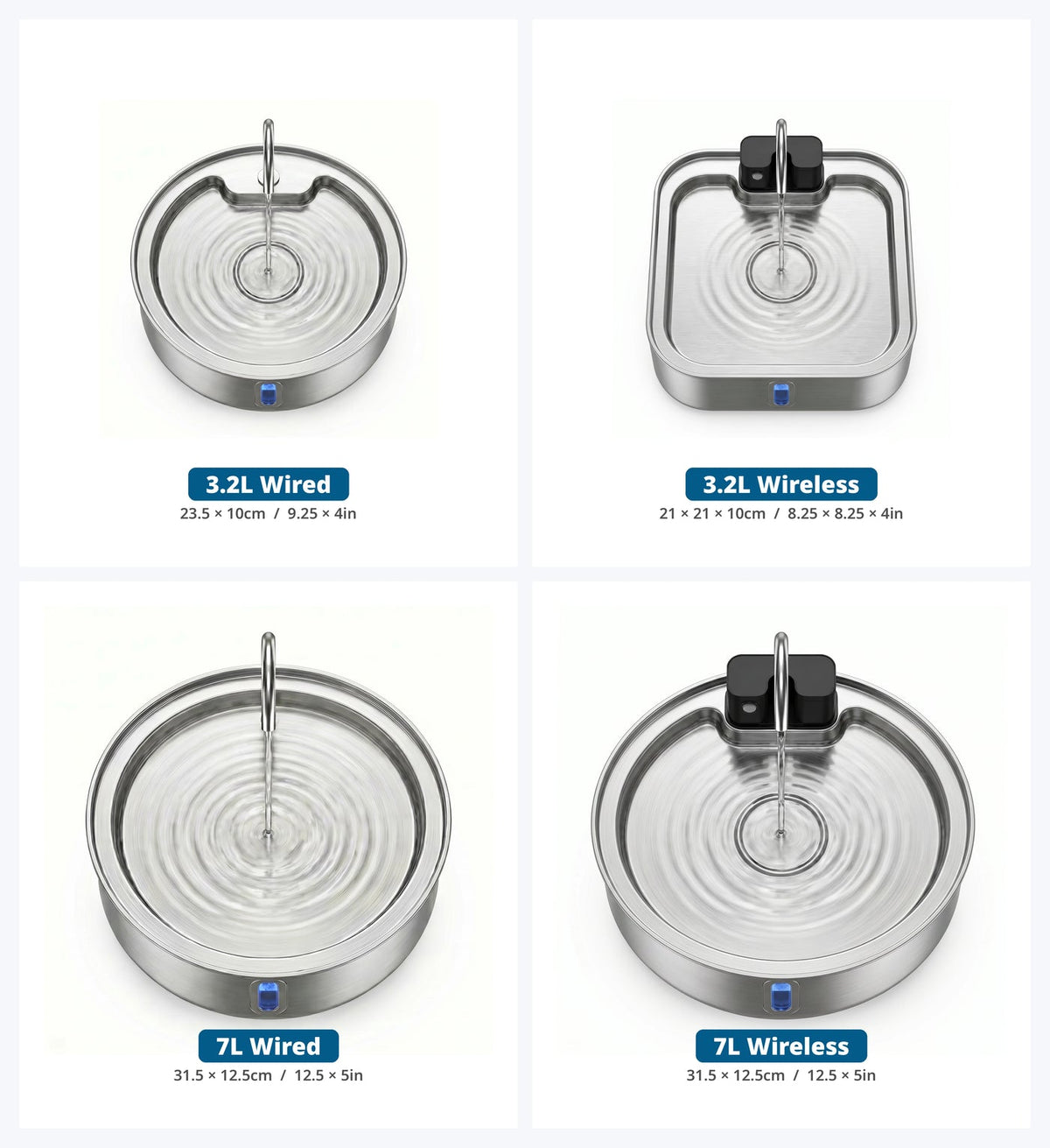 Kovah PureWell sizes 3.2L and 7L wired and wireless