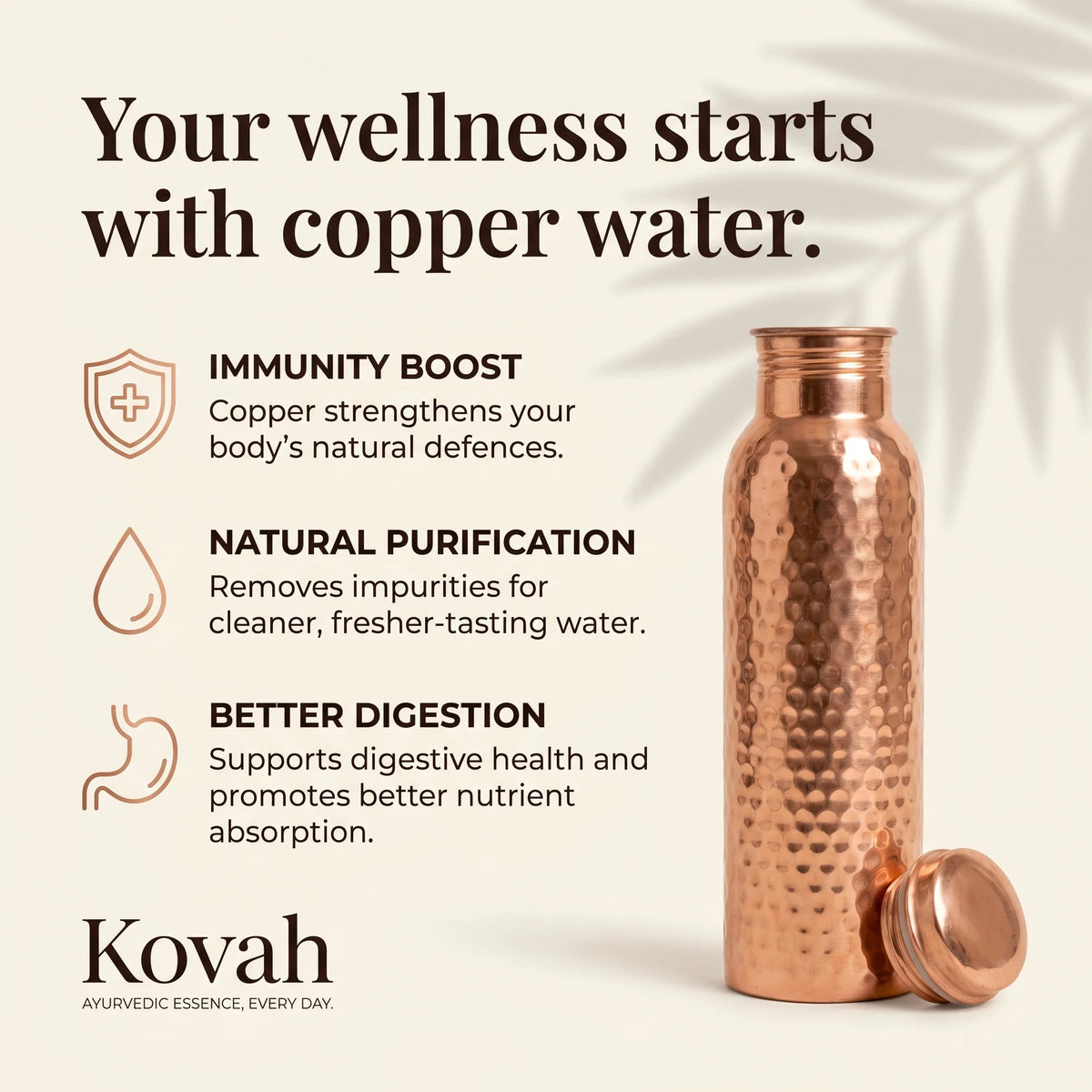 Copper Water Bottle – Kovah™ | Naturally Purified Water, Plastic-Free