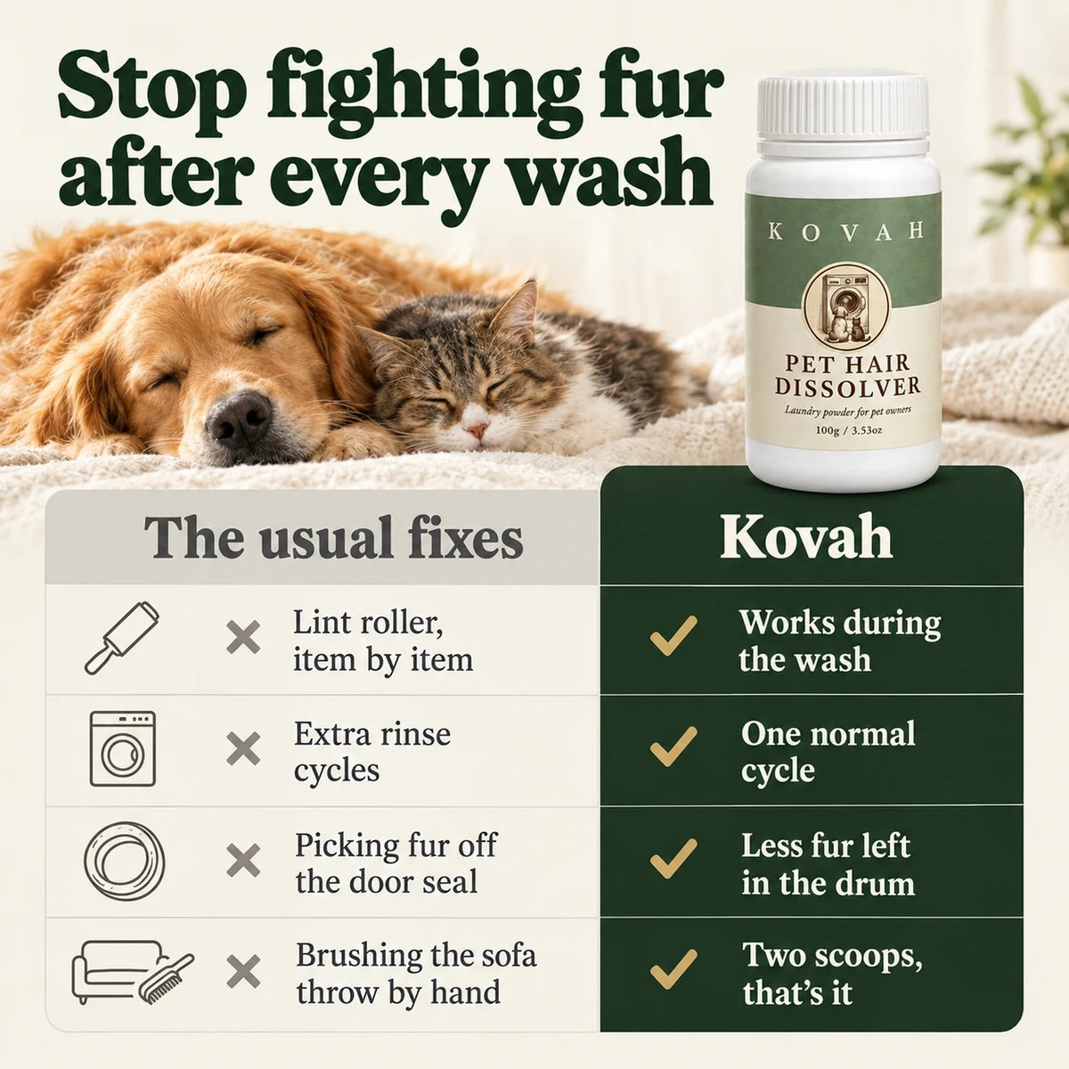 Kovah compared with the usual fixes for pet hair