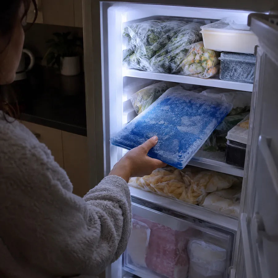 Late-night trip to the freezer for a frozen gel pad